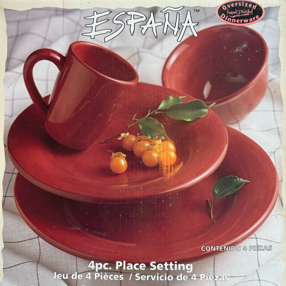 🆕: España Oversized Hand painted Dinnerware 4pc. Place Setting 🍽️